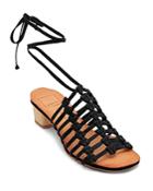 Dolce Vita Women's Leather Ankle Tie Low Heel Sandals