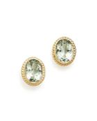 Green Amethyst Oval Medium Bezel Stud Earrings In 14k Yellow Gold - 100% Exclusive