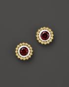 Lagos Sterling Silver And 18k Gold Stud Earrings With Garnet