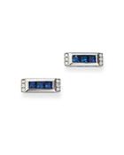 Bloomingdale's Blue Sapphire & Diamond Accent Bar Stud Earrings In 14k White Gold - 100% Exclusive