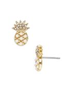 Baublebar San Jose Pave & Imitation Pearl Pineapple Stud Earrings In Gold Tone