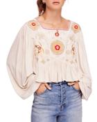 Free People Claudine Embroidered Top