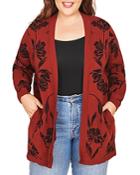 Daniel Rainn Plus Floral Print Open Front Cardigan