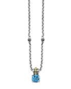 Lagos 18k Gold And Sterling Silver Prism Pendant Necklace With Blue Topaz, 16