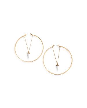 Allsaints White Howlite Horn & Chain Charm Hoop Earrings In Gold Tone