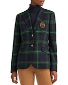 Lauren Ralph Lauren Plaid Bullion Crest Blazer