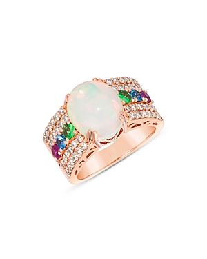 Bloomingdale's Multi Gemstone & Champagne Diamond Wide Statement Ring In 14k Rose Gold - 100% Exclusive