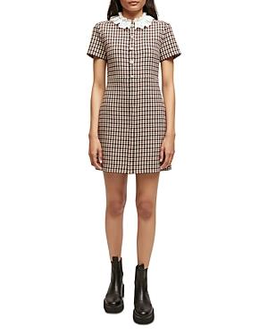 Maje Plaid Lace Collar Dress