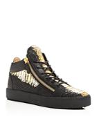 Giuseppe Zanotti Men's Painted Croc-embossed Leather Mid Top Sneakers