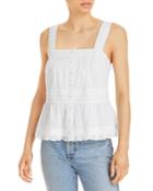 Aqua Lace Trim Button Tank Top - 100% Exclusive