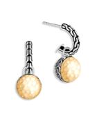 John Hardy 18k Yellow Gold & Sterling Silver Classic Chain Hammered Drop Earrings