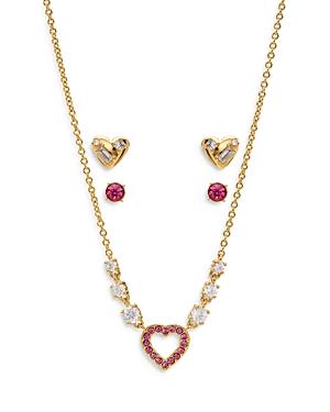 Nadri Crystal Heart Pendant Necklace & Matching Stud Earrings, Set Of 3
