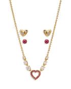 Nadri Crystal Heart Pendant Necklace & Matching Stud Earrings, Set Of 3