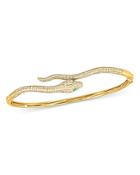 Emerald & Pave Diamond Snake Bangle Bracelet In 14k Yellow Gold - 100% Exclusive