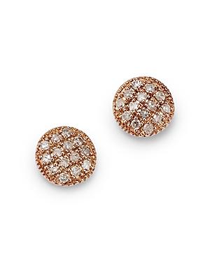 Moon & Meadow 14k Rose Gold Diamond Button Stud Earrings