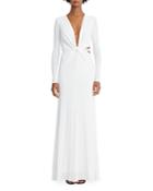 Halston Sofia Jersey Crystal Strap Maxi Dress