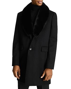Reiss Llyod Faux Fur Collar Wool & Cashmere Dinner Coat