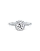 De Beers Forevermark Center Of My Universe Round With Cushion Diamond Halo Engagement Ring With Diamond Band In Platinum, 1.35 Ct. T.w.