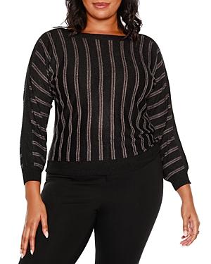 Belldini Plus Metallic Stripe Sweater