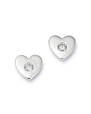 Bloomingdale's Diamond Heart Stud Earrings In 14k White Gold, 0.16 Ct. T.w. - 100% Exclusive