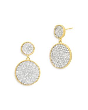 Freida Rothman Illuminated Coast Pave Double Disc Drop Earrings