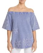 Billy T Embroidered Off-the-shoulder Top