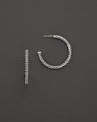 Lagos Beaded Thin Hoop Earrings, Sterling Silver, 28mm