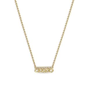 Zoe Chicco 14k Yellow Gold Diamond Curb Link Pendant Necklace, 16-18