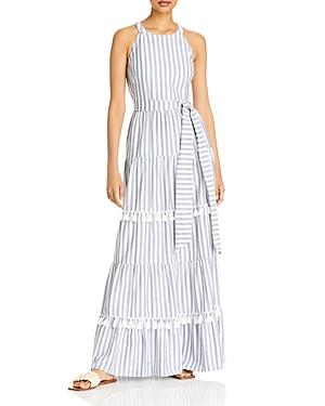 Eliza J Striped Tassel Trim Maxi Dress