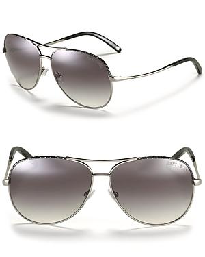 Jimmy Choo Metal Aviator Sunglasses With Leather Detail