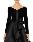 Emporio Armani Velvet Jersey Top With Ruched Satin Detail
