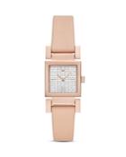 Armani Square Dial Leather Strap Watch, 22mm X 22mm