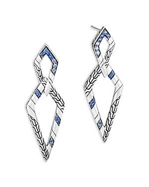 John Hardy Sterling Silver Lahar Geometric Drop Earrings With Blue Sapphire