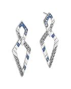 John Hardy Sterling Silver Lahar Geometric Drop Earrings With Blue Sapphire