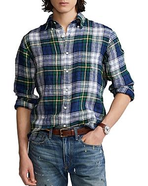 Polo Ralph Lauren Linen Plaid Custom Fit Button Down Shirt