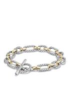 David Yurman Chain Cushion Link Bracelet With Blue Sapphires And 18k Gold