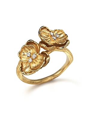 Michael Aram 18k Yellow Gold Small Double Orchid Ring With Diamonds