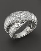 John Hardy Bedeg Silver Diamond Pave Crossover Ring