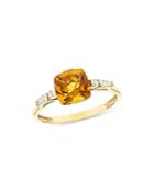 Bloomingdale's Cushion Cut Citrine & Diamond Ring In 14k Yellow Gold - 100% Exclusive