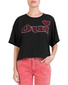 The Kooples Cotton Oui Cropped Tee