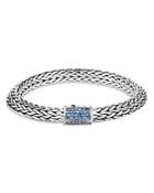 John Hardy Men's Sterling Silver Classic Chain Tiga Blue Sapphire Large Woven Link Bracelet