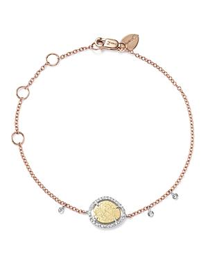 Meira T 14k Yellow, White And Rose Gold Diamond Scratch Disc Bracelet