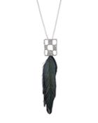 Alexis Bittar Modern Georgian Pave Checkerboard Feather Pendant Necklace, 32