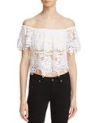 Free People Sweet Dreams Lace Off-the-shoulder Crop Top
