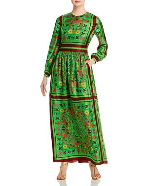 Tory Burch Scarf Print Silk Maxi Dress