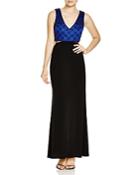 Aqua Sleeveless Illusion Waist Color Block Gown - Bloomingdale's Exclusive