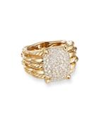David Yurman Tides Statement Ring In 18k Yellow Gold With Pave Plate