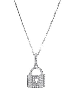 Bloomingdale's Diamond Pave Lock Pendant Necklace In 14k White Gold, 0.40 Ct. T.w. - 100% Exclusive