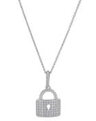 Bloomingdale's Diamond Pave Lock Pendant Necklace In 14k White Gold, 0.40 Ct. T.w. - 100% Exclusive