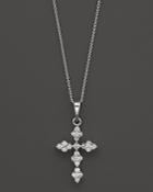 Diamond Cross Pendant Neckace In 14k White Gold, .25 Ct. T.w., 17.5
